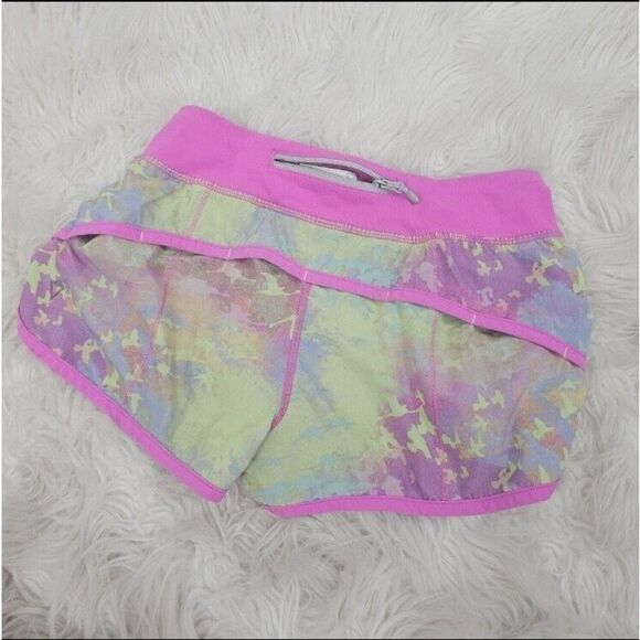 Ivivva Speedy Printed Pink Green Multicolor Athletic Lined Shorts Girl's Size 12 - Picture 1 of 6